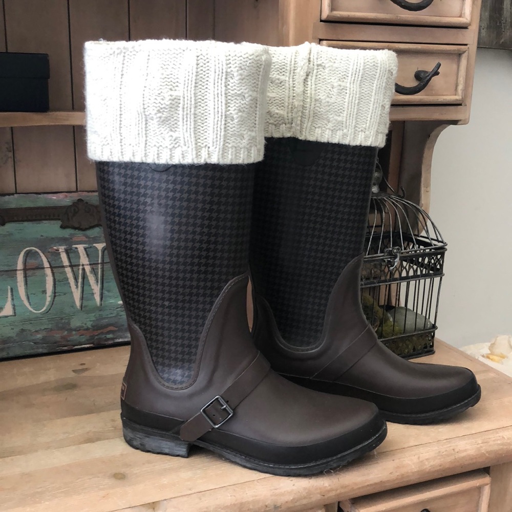 L.L. Bean Tall Rainboots Wellie Warmer Herringbone